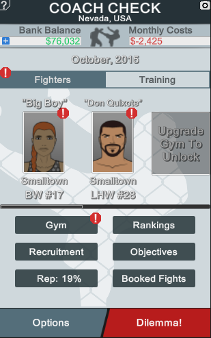 The Main screen of MMA Manager using the light theme.